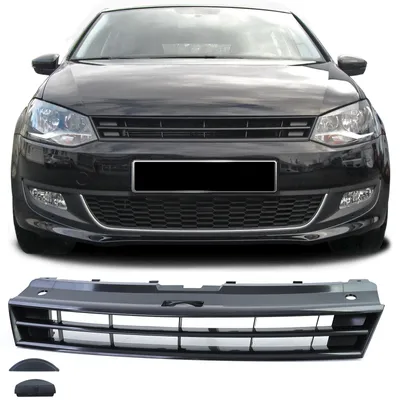 Kühlergrill ohne Emblem SCHWARZ GLANZ für VW Polo 5 6R 6C ab 2009-2017 – Produktansicht