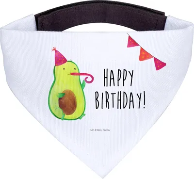 Produktbild von Mr. & Mrs. Panda Hundehalstuch Avocado Geburtstag - Weiß - Geschenk, Hunde Halstuch, Party, für Hund, Dreieckstuch, Feier, Happy Birthday, Frucht, Bandana
