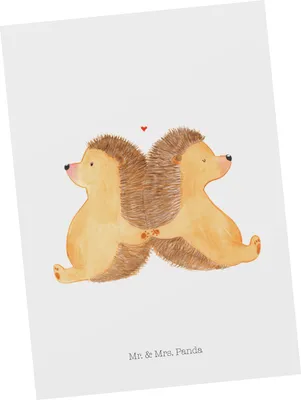 Produktbild von Mr. & Mrs. Panda Postkarte Igel händchenhaltend - Weiß - Geschenk, Verknallt, Verliebt, Ansichtskarte, Grußkarte, Freundin, Ansichtskarten, Lieblingsmensch, Hochzeit
