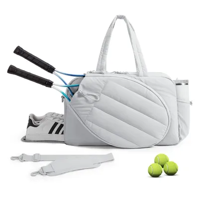 Produktbild von Badminton Schlägertasche Großer Tennistasche Sporttasche Bietet Platz für 2 Schläger, Grau