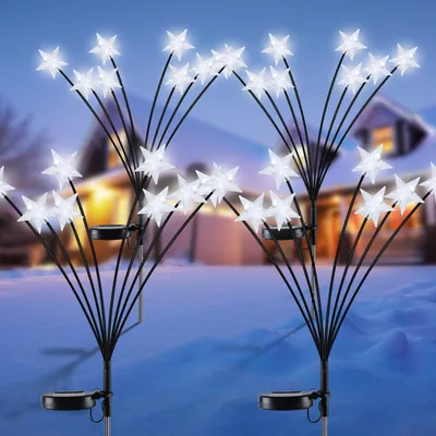 Solar-Lichterkette 4er-Set, 32 LED Weihnachtsbaum mit Stern