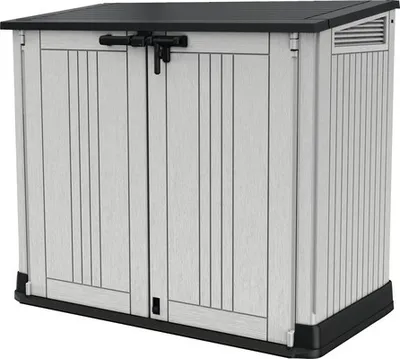 Produktbild von Garten-Gerätebox, Mülltonnenbox Keter Store-it-out Prime inkl. Gasdruckfedern 132 x 71,5 x 113,5 cm grau-antrazit