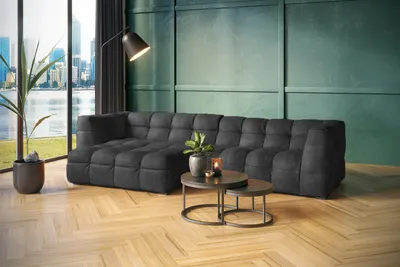 Produktbild von KAWOLA Sofa ROSARIO Ecksofa Velvet anthrazit Recamiere links