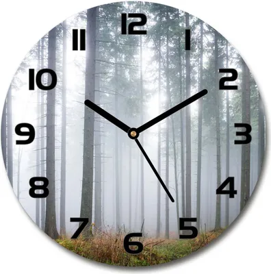 Produktbild von Wanduhr aus Glas 30fi Glasbild Glasuhr Gehärtetes Glas - schwarze-zeiger - Fog in the forest