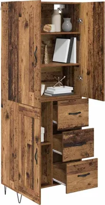 Image de vidaXL Buffet haut avec tiroirs, 2 pièces, bois recyclé, aggloméré