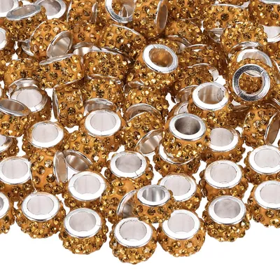 Große Lochperlen 12 mm, 100 Stück, Gold, Strass