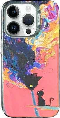 Produktbild von Für iPhone 14 Pro Max Laser Cat PC Shockproof Telefongehäuse (schwarz)
