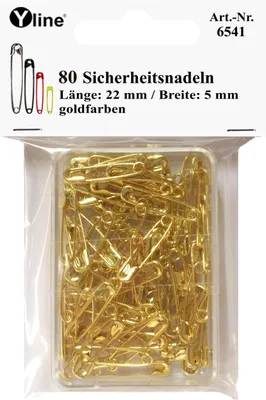 Produktbild von Sicherheitsnadel 80 Stück Mini-Sicherheitsnadeln 22 mm, klein, goldfarben, , Nadelnadeln, 6541
