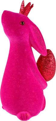 Produktbild von Werner Voß GmbH Hase mit Ei beflockt magenta 18cm