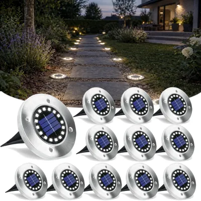 Produktbild von LUMILED Solar Bodenleuchten Aussen 12x Solarleuchte für Garten 16 LEDs Solar Außenleuchte Gartenleuchte Edelstahl Solarlampen außen Neutralweiß