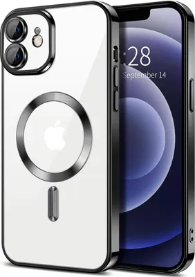 Produktbild von Magnetische Klar Hülle für iPhone 12, Kompatibel mit MagSafe, Elektroplattiert Handyhülle mit Kameraschutz Schwarz