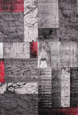 Produktbild von Designer Teppich Wohnzimmer Inneneinrichtung Modern Marmor Rot Optik Teppich Friseé , Maße:160x230 cm
