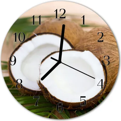 Produktbild von Glasuhr Wanduhr Küchenuhr Echt-Glas 30fi cm Kokosnüsse braun