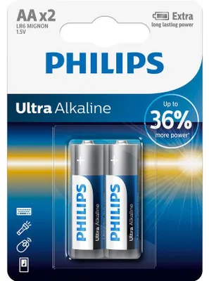 Obrázok produktu pre Philips Ultra Alkaline LR6E2B/10, Batéria na jedno použitie, AA, Alkalický, 1,5 V, 2 kusov, 7 rok / roky