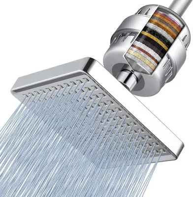 Obrázek produktu pro Sprchová hlavice, 6 palců, 20 trysek, čtvercová, chromovaná, pro koupelnu