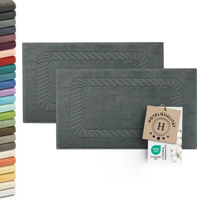 Produktbild von 2er-Set Badematten, Baumwolle,  50x70 cm, 740g/qm, dunkelgrau (graphit)