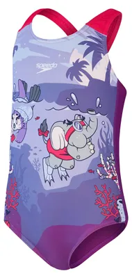 Productafbeelding van Speedo badpak voor meisjes om te leren zwemmen, met kruisrugmodel en motieven | Chloorbestendig