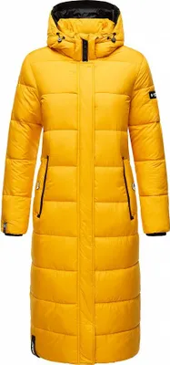 Produktbild von Navahoo dámska zimná bunda dlhá parka teplý prešívaný kabát umelecká kapucňa Isalie žltá veľkosť 34 - XS