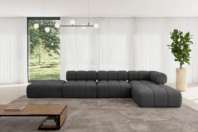 Produktbild von ALTDECOR Modulares Sofa Ecksofa in L-Form - Kerru-L2 - 380x190x70 cm Schwarz universal, links/rechts Corner modular Sofa Eckcouch Couch Wohnlandschaft Cauchsofa Polstersofa