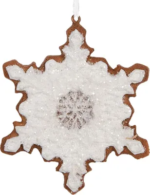 Produktbild von Clayre & Eef Weihnachtsanhänger Schneeflocke 9x1x10 cm Weiß Kunststoff