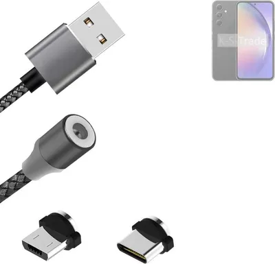 Produktbild von K-S-Trade Hochwertiges Magnet-Lade-kabel Sync-Kabel Daten-Kabel kompatibel mit Samsung Galaxy A54 5G mit USB-Typ-C-Anschluss und Micro-USB-Anschluss