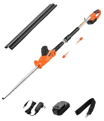 Image de Taille-haie VEVOR sans fil, 1200 tr/min, extensible de 199 à 248 cm, batterie 20 V, taille-haie électrique sans fil avec lame de 51 cm, 5 angles réglables