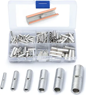 Produktbild von Wirefy Stoßverbinder unisoliert - Quetschverbinder, Crimpverbinder ohne Schrunpfschlauch - Kabel Crimp Verbindung im Set - 0,25-10mm² - 200 Stück