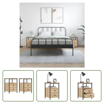 Produktbild von The Living Store Nachttische 2 Stk. Sonoma-Eiche 34x35,5x50 cm Holzwerkstoff