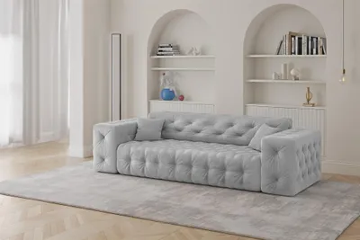 Produktbild von Sofa Designersofa CHANTAL 3-Sitzer in Stoff Moly Hellgrau