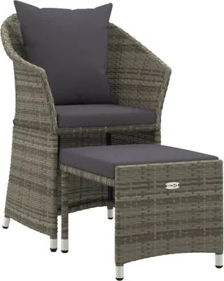 Image de vidaXL Ensemble de salon de jardin 2 pièces avec coussins Gris Poly rotin