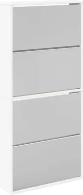 Image de vidaXL Armoire à chaussures avec 4 compartiments miroir blanc 63×17×134 cm