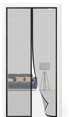 Immagine prodotto di Zanzariera per porta 120x215 cm, con chiusura magnetica, ideale per porte da balcone, da installare senza forature, colore nero