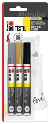 Produktbild von Marabu Textilmarker "Textil Painter Glitter", 3er Blister