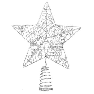 Produktbild von Baumspitze Stern Silber - Christbaumspitze Baumspitze Spitze Aufstecker für Tannenbaum Tannenbaumspitze Weihnachtsbaum Weihnachten