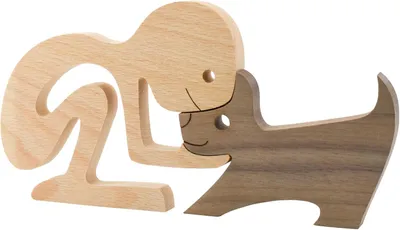 Produktbild von Hundestatue – Holz – Handgefertigt – Geschenkverpackung