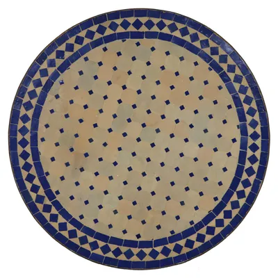 Produktbild von Runder Mosaik Gartentisch Zellige Marokkanisch mit Metallgestell Ø 60 cm, H 75 cm