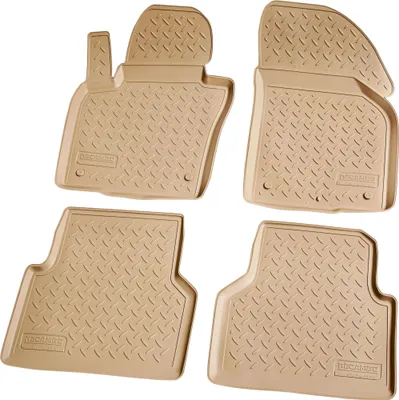 Image de tapis en caoutchouc 3D pour VW Tiguan 5N | année 2007 - 2016 | beige ajusté avec bordure