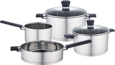 Image de Batterie de cuisine Acier inoxydable, Tous feux dont induction, Baumalu, 6 pièces, Gris