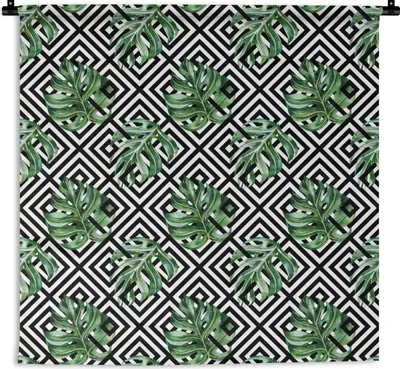 Produktbild von MuchoWow® Wandteppich Wandbehang Monstera - Muster - Tropisch 90x90 cm Tapisserie Dekoration Wandtuch - Wandaufhänger