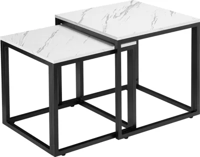 Zdjęcie produktu dla Zestaw Stolików Kawowych Stolik Kawowy 2W1 Ława Do Salonu Loft Marmur 50 Cm