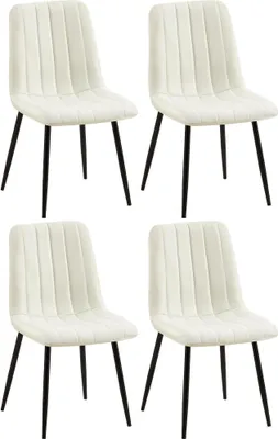 Produktbild von CLP 4er Set Stühle Dijon mit Lehne creme Material Stoff