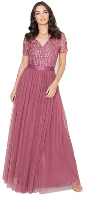 Produktbild von Maya Deluxe Damen Maya Deluxe Maxi jurk voor vrouwen Bridesmaid V-hals Plus Size