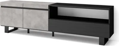 Produktbild von TV-Schrank, Lowboard, 200x35x57cm, Für TV-Geräte bis zu 80", Industriedesign, Zementgrau