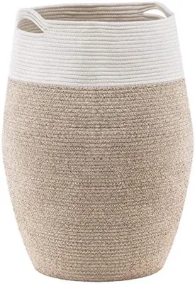 Produktbild von PromoHome® Großer gewebter Wäschekorb – faltbarer Baumwoll-Wäschesammler, 55 x 55 x 30 cm, Braun