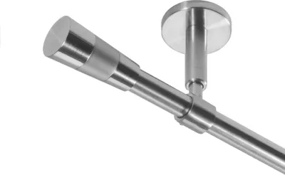 Produktbild von Gardinenstange mit Deckenhalterung I Metall Edelstahl Look 1-läufig I Ø 16mm D11