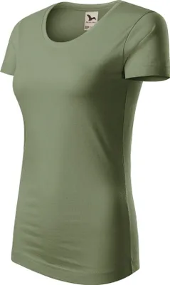 Zdjęcie produktu dla Damski t-shirt z bawełny organicznej, 100% bawełna GOTS, bez nadruku, jednolity kolor, 160 g/m2, kolor khaki, rozmiar S