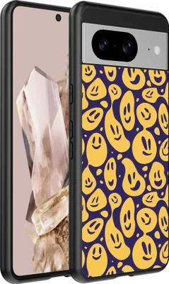 Produktbild von Geeignet für Google Pixel 8 Pro Telefon Fall mit Smiley-Druck - TPU zurück Abdeckung Fall Emoji Design - lila gelb - Smartphonica