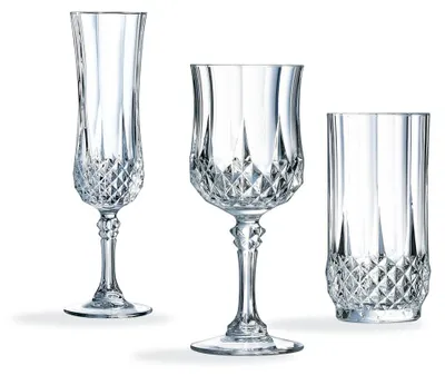 Image de Ensemble 18 pièces, verres à pied et verres à eau Longchamp - Cristal d'Arques