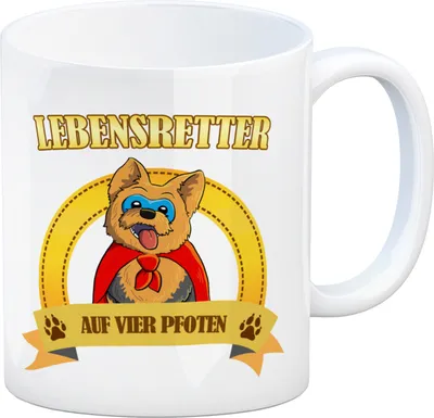 Produktbild von Kaffeebecher mit Superheld - Yorkshire Terrier - Lebensretter auf vier Pfoten