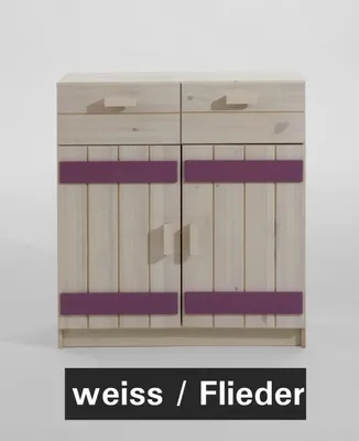 Produktbild von Kommode Kinderkommode Anrichte Sideboard Kiefer massiv Kinderzimmer farbig, Farbe:laugenfarbig